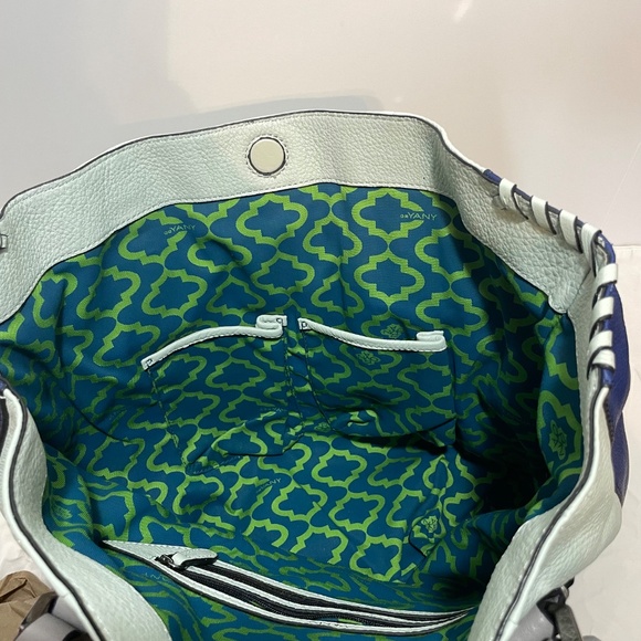 orYANY Braided Genuine Leather Tote Shopper Shoulder Handbag Grey Blue - Picture 5 of 16